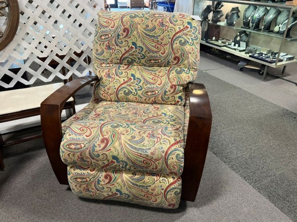 Paisley Pattern Wood Arm Chair $99