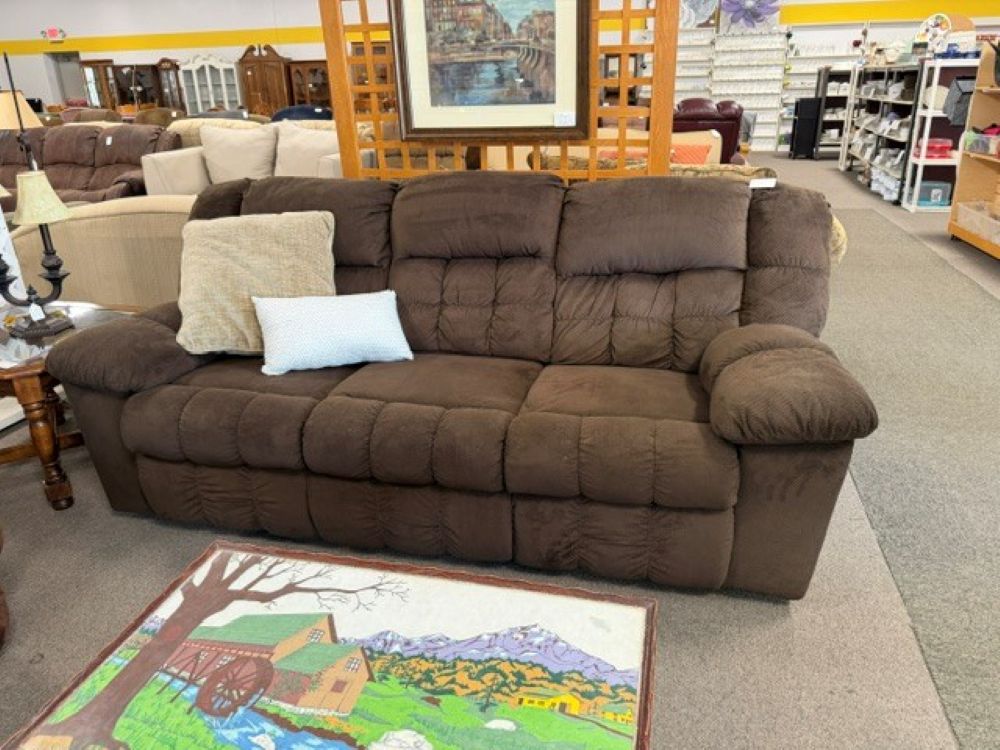Brown Double Recliner Sofa $299
