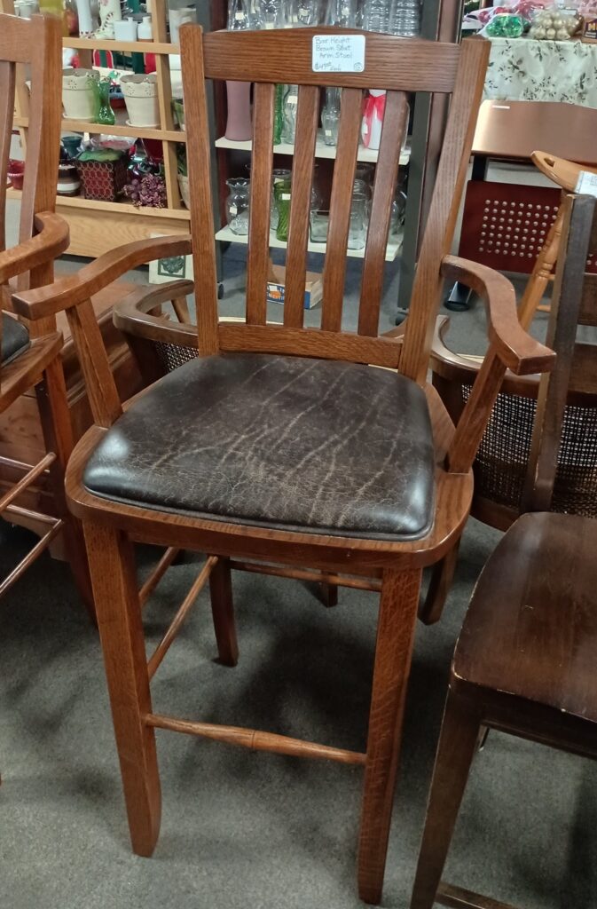 Bar Height Brown Seat Arm Stool $49