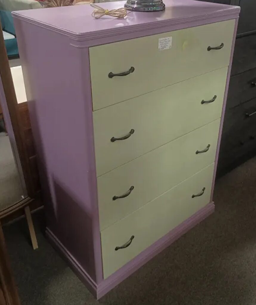 Lavendar and Mint Painted Four Drawer Chest By Huntley $149