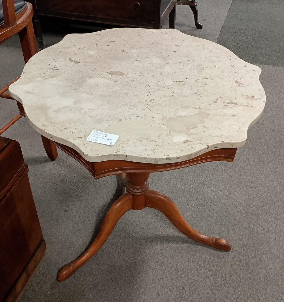 Marble Top One Drawer Pedestal Table $79