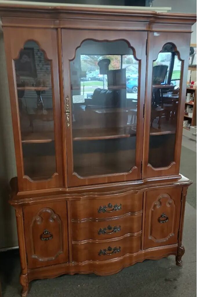 One Piece Bassett Hutch Cabinet $329