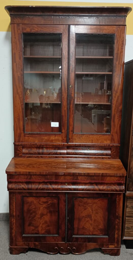 Vintage Three Piece Veneer Three Drawer Four Door Hutch Cabinet Desk $229